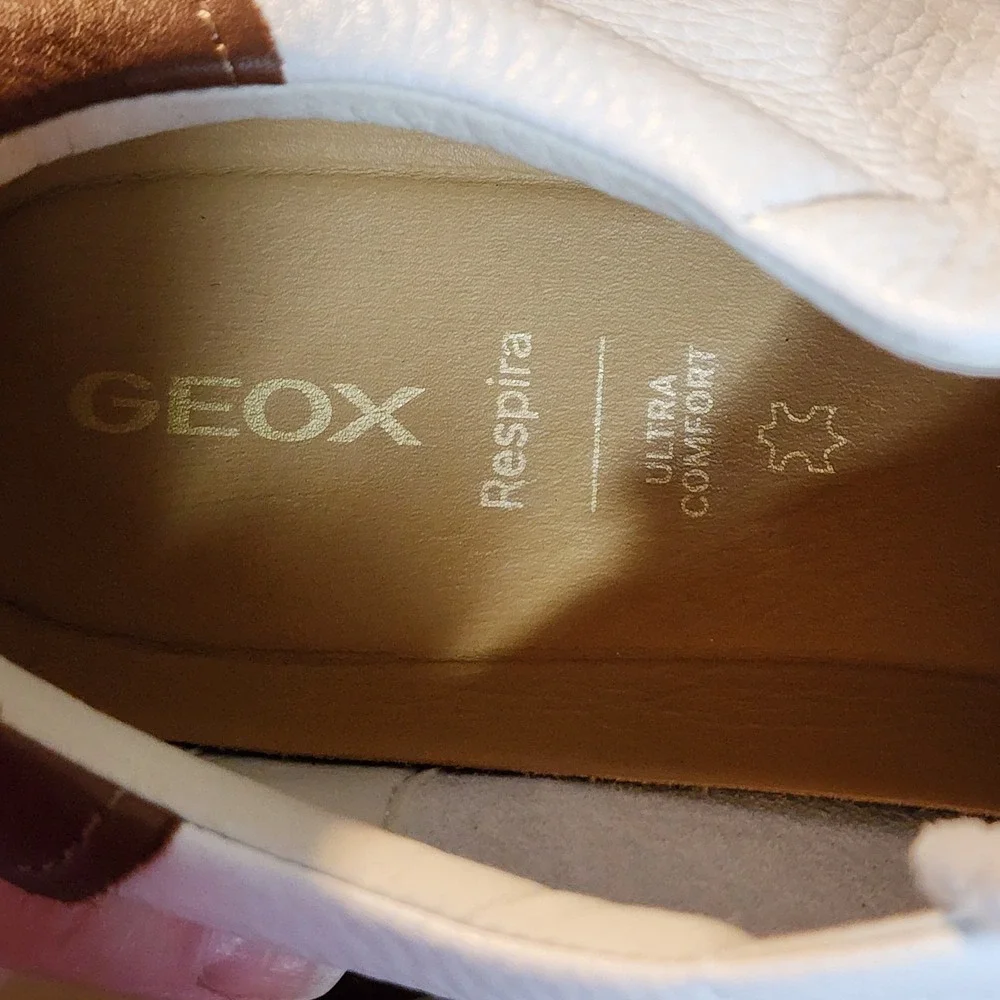 Geox Spherica Sneakers 7 Men White Leather Respira Low Top Shoes Trainers Skater